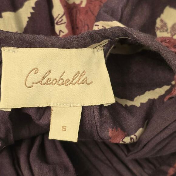 Cleobella Ellison Dress S Purple Floral Print Midi 100% Organic Cotton Smocked - Picture 10 of 12